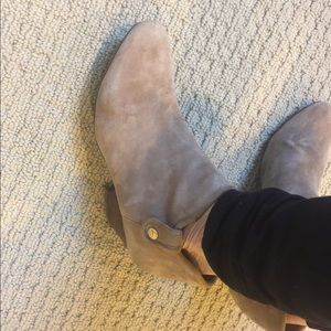 Beige suede booties